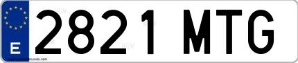 Ejemplo de matrícula española 2821 MTG