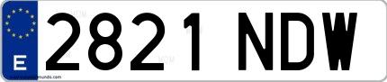 Ejemplo de matrícula española 2821 NDW