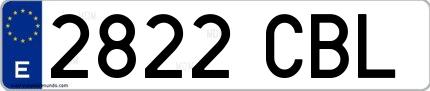 Ejemplo de matrícula española 2822 CBL