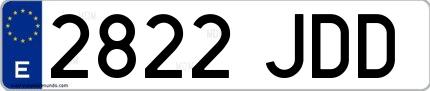 Ejemplo de matrícula española 2822 JDD