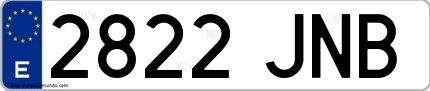 Ejemplo de matrícula española 2822 JNB