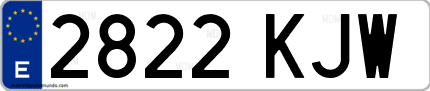 Ejemplo de matrícula de coche ordinaria 2822 KJW