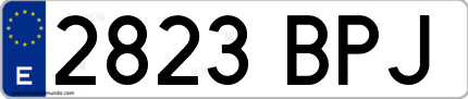 Ejemplo de matrícula de coche ordinaria 2823 BPJ