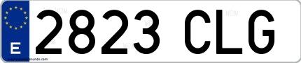Ejemplo de matrícula española 2823 CLG
