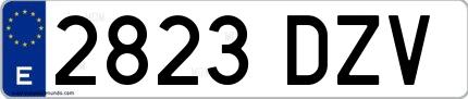 Ejemplo de matrícula española 2823 DZV