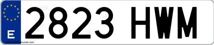Ejemplo de matrícula española 2823 HWM