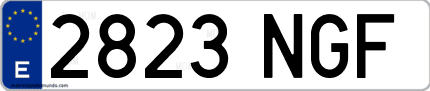 Ejemplo de matrícula de coche ordinaria 2823 NGF