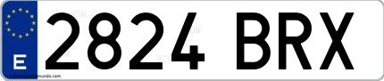 Ejemplo de matrícula española 2824 BRX