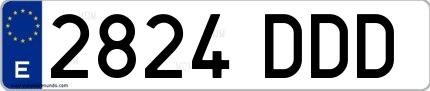 Ejemplo de matrícula española 2824 DDD