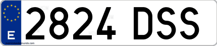 Ejemplo de matrícula de coche ordinaria 2824 DSS