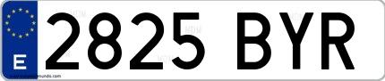Ejemplo de matrícula española 2825 BYR