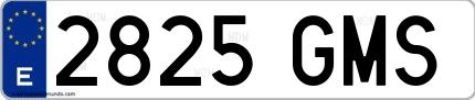 Ejemplo de matrícula española 2825 GMS