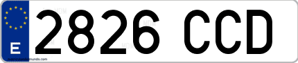Ejemplo de matrícula de coche ordinaria 2826 CCD