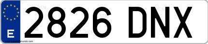 Ejemplo de matrícula española 2826 DNX
