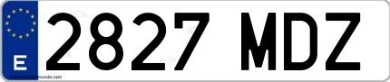 Ejemplo de matrícula española 2827 MDZ