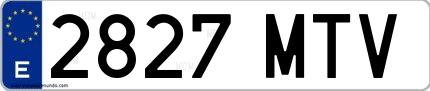 Ejemplo de matrícula española 2827 MTV