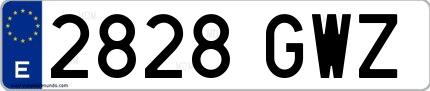 Ejemplo de matrícula española 2828 GWZ