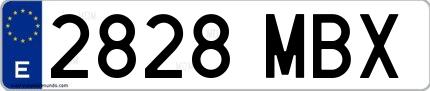 Ejemplo de matrícula española 2828 MBX