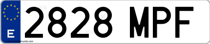Ejemplo de matrícula de coche ordinaria 2828 MPF