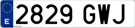 Ejemplo de matrícula española 2829 GWJ