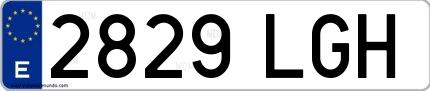 Ejemplo de matrícula española 2829 LGH