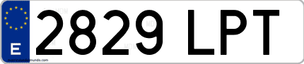Ejemplo de matrícula de coche ordinaria 2829 LPT