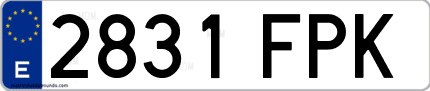 Ejemplo de matrícula de coche ordinaria 2831 FPK