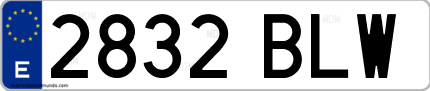 Ejemplo de matrícula de coche ordinaria 2832 BLW