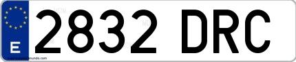 Ejemplo de matrícula española 2832 DRC