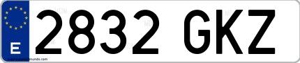 Ejemplo de matrícula española 2832 GKZ