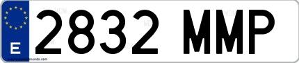 Ejemplo de matrícula española 2832 MMP