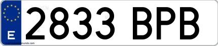 Ejemplo de matrícula española 2833 BPB