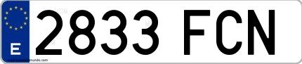 Ejemplo de matrícula española 2833 FCN