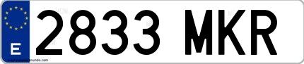 Ejemplo de matrícula española 2833 MKR
