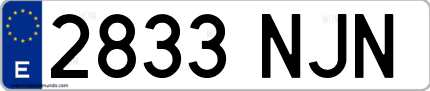 Ejemplo de matrícula de coche ordinaria 2833 NJN