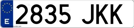 Ejemplo de matrícula española 2835 JKK