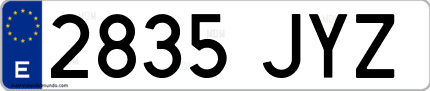 Ejemplo de matrícula de coche ordinaria 2835 JYZ
