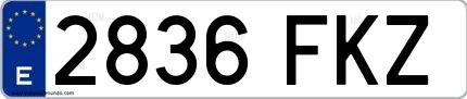Ejemplo de matrícula española 2836 FKZ