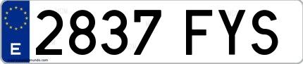 Ejemplo de matrícula española 2837 FYS