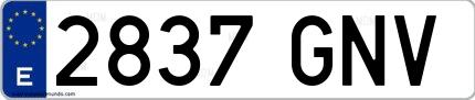 Ejemplo de matrícula española 2837 GNV