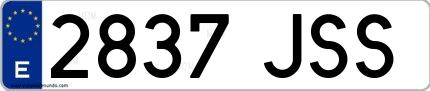 Ejemplo de matrícula española 2837 JSS