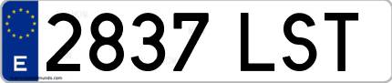 Ejemplo de matrícula de coche ordinaria 2837 LST