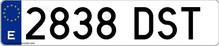Ejemplo de matrícula española 2838 DST