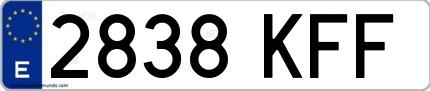 Ejemplo de matrícula española 2838 KFF