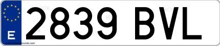 Ejemplo de matrícula española 2839 BVL