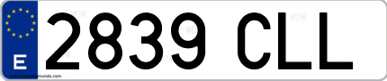 Ejemplo de matrícula de coche ordinaria 2839 CLL