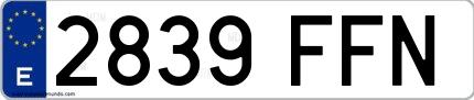 Ejemplo de matrícula española 2839 FFN