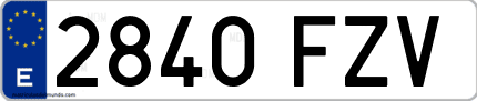 Ejemplo de matrícula de coche ordinaria 2840 FZV