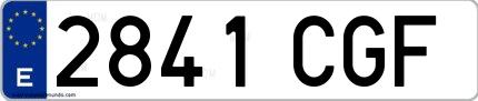 Ejemplo de matrícula española 2841 CGF