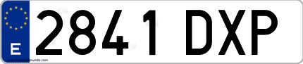 Ejemplo de matrícula de coche ordinaria 2841 DXP